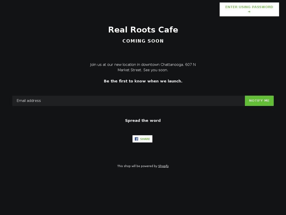 realroots.cafe shopify website screenshot
