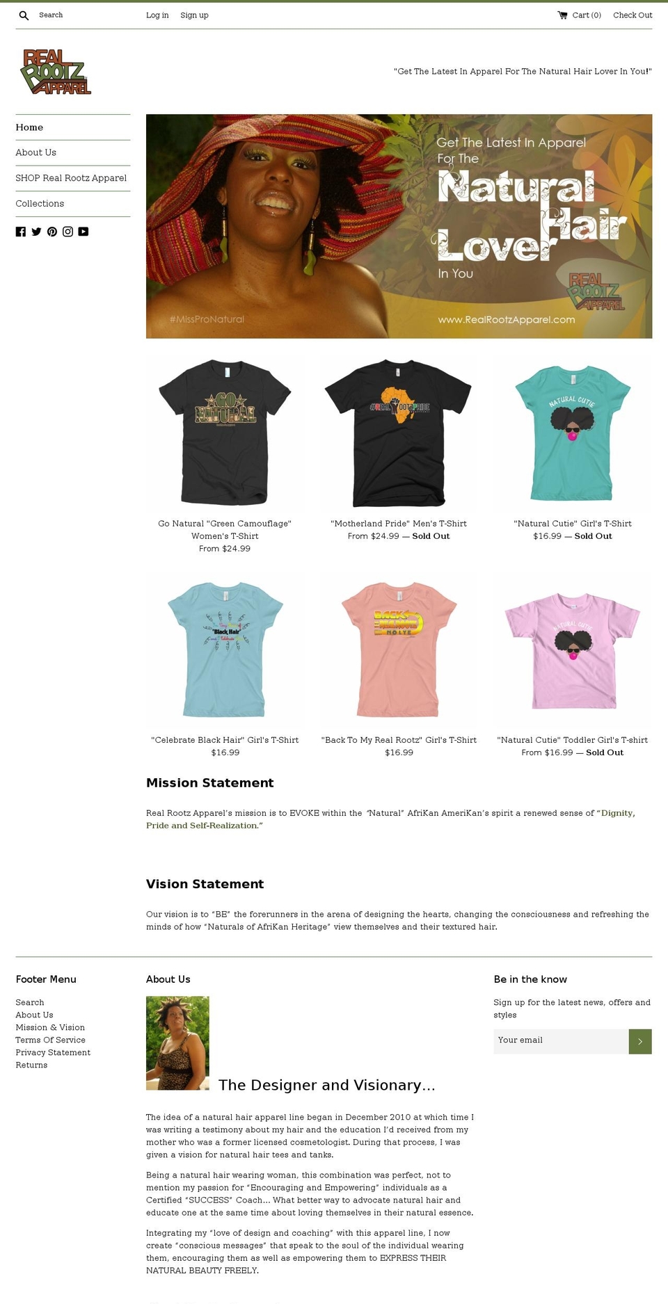 realrootzapparel.com shopify website screenshot