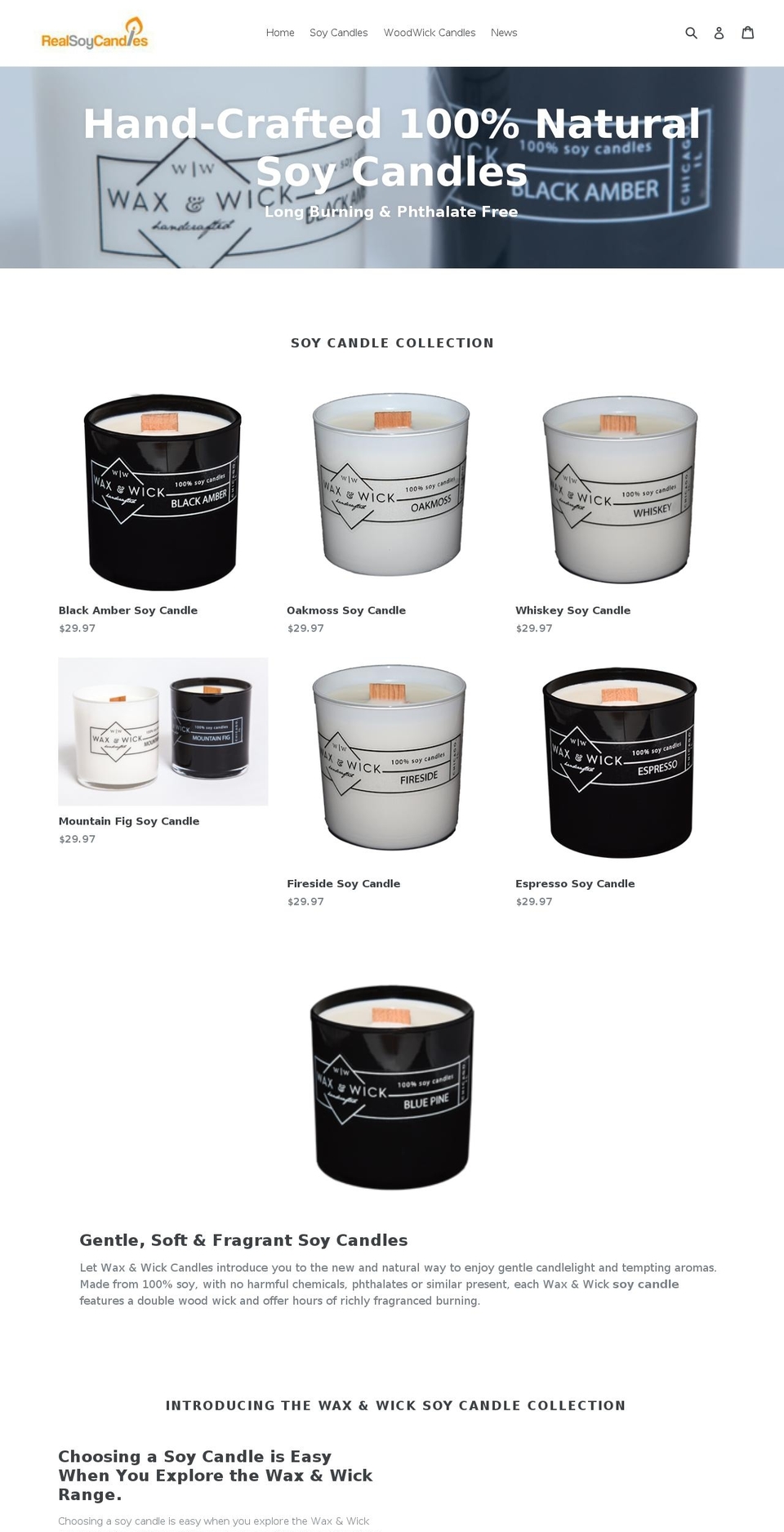 realsoycandles.com — Shopify storefront screenshot