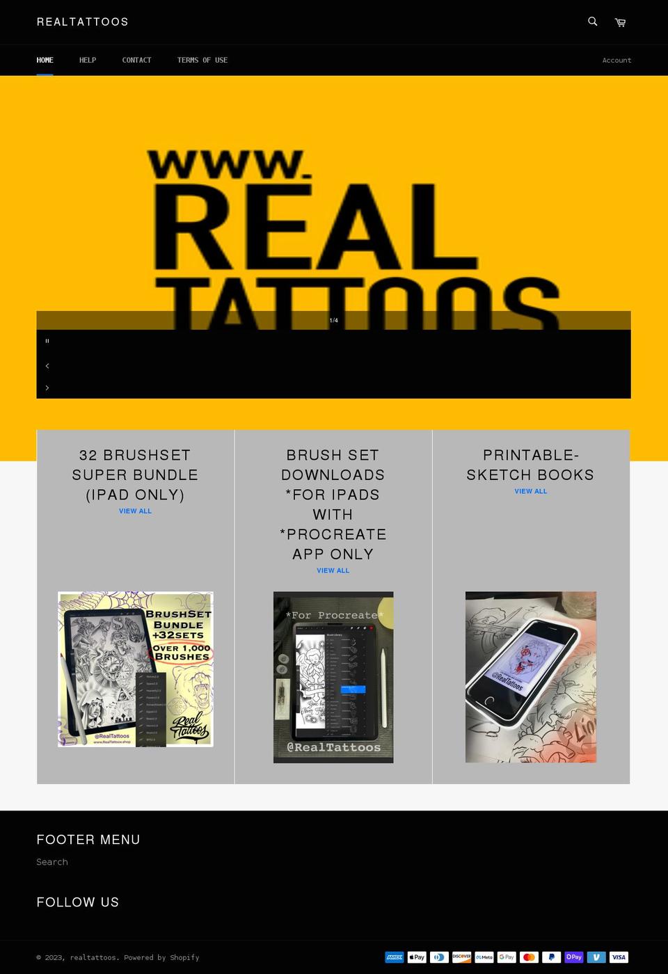 realtattoos.shop shopify website screenshot