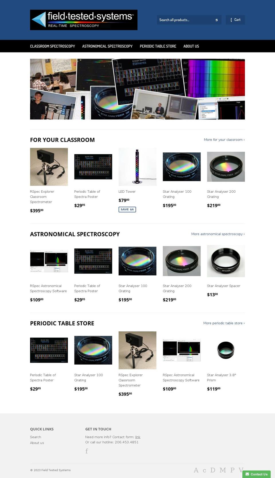 realtime-spectra.com shopify website screenshot