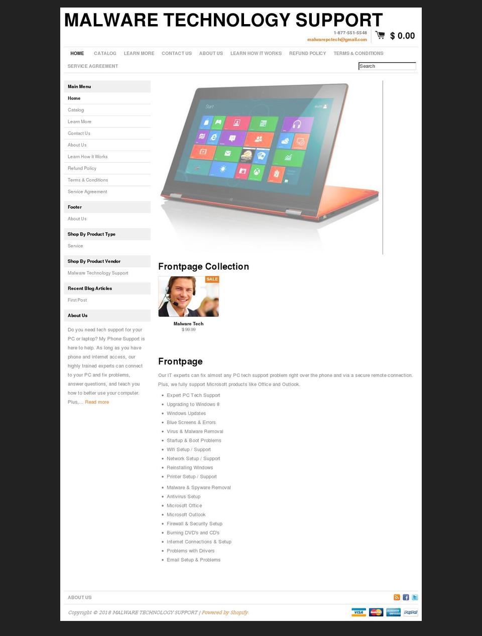 realtimepctechsupport.com — Shopify storefront screenshot