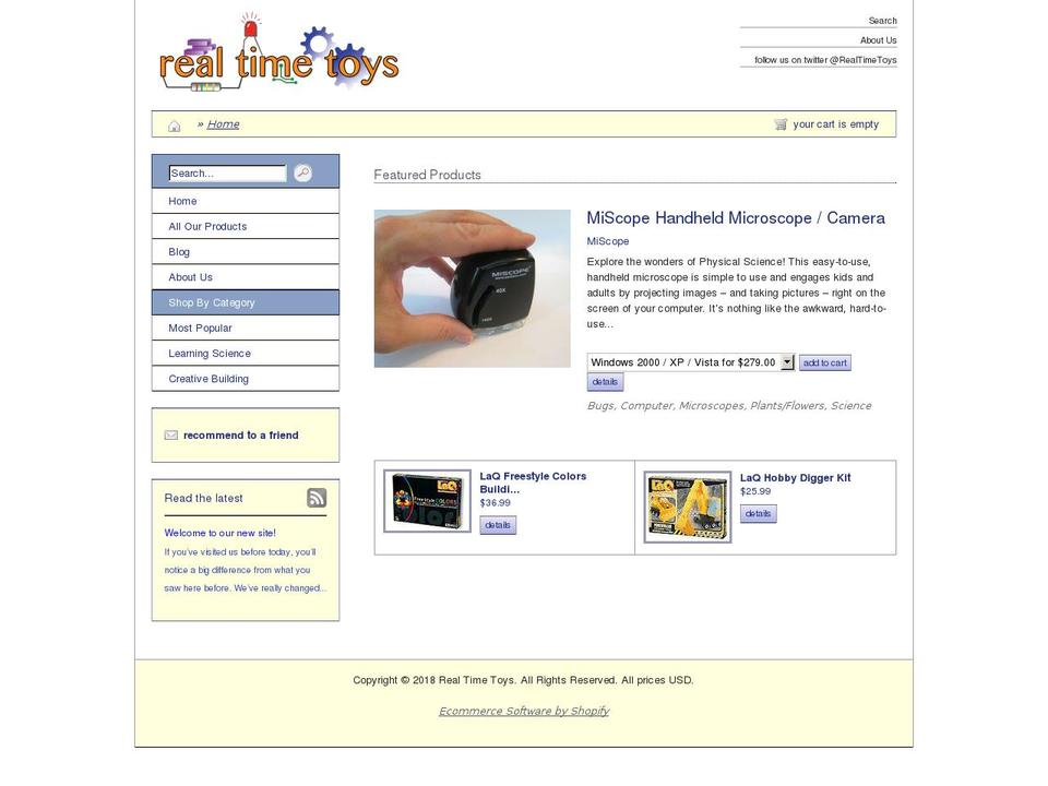 realtimetoys.com — Shopify storefront screenshot