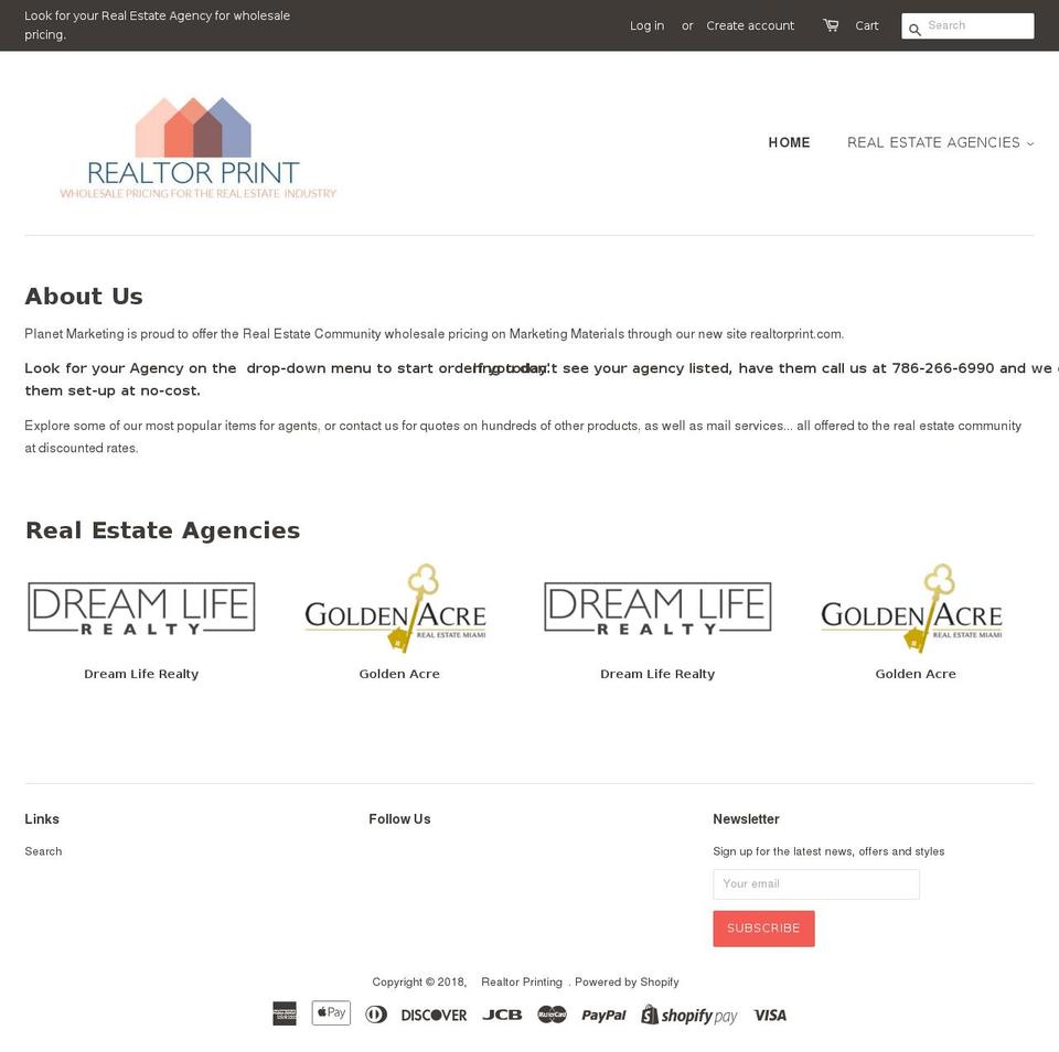 realtorprint.com shopify website screenshot