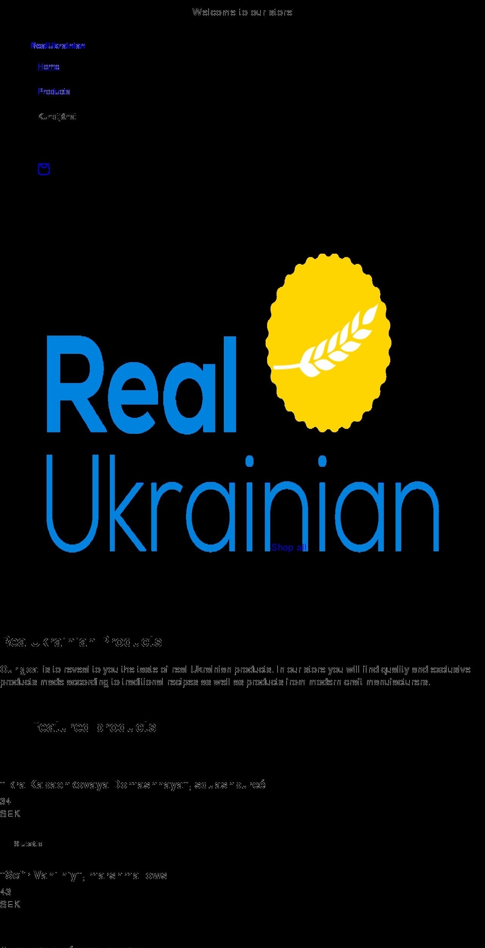 organic Shopify theme site example realukrainian.com