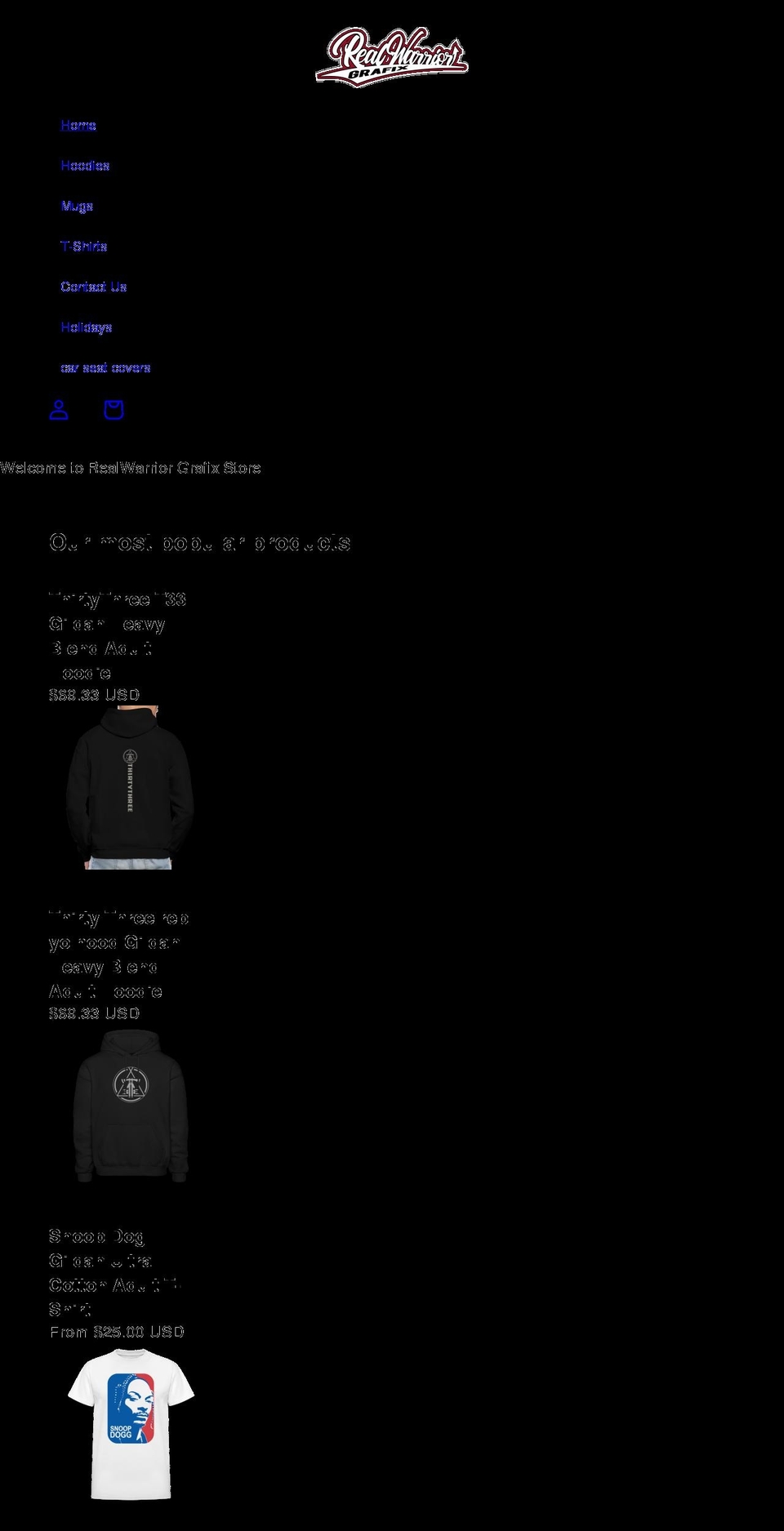 realwarriorgrafix.com shopify website screenshot