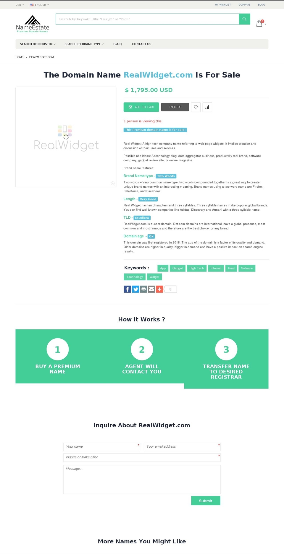 realwidget.com shopify website screenshot