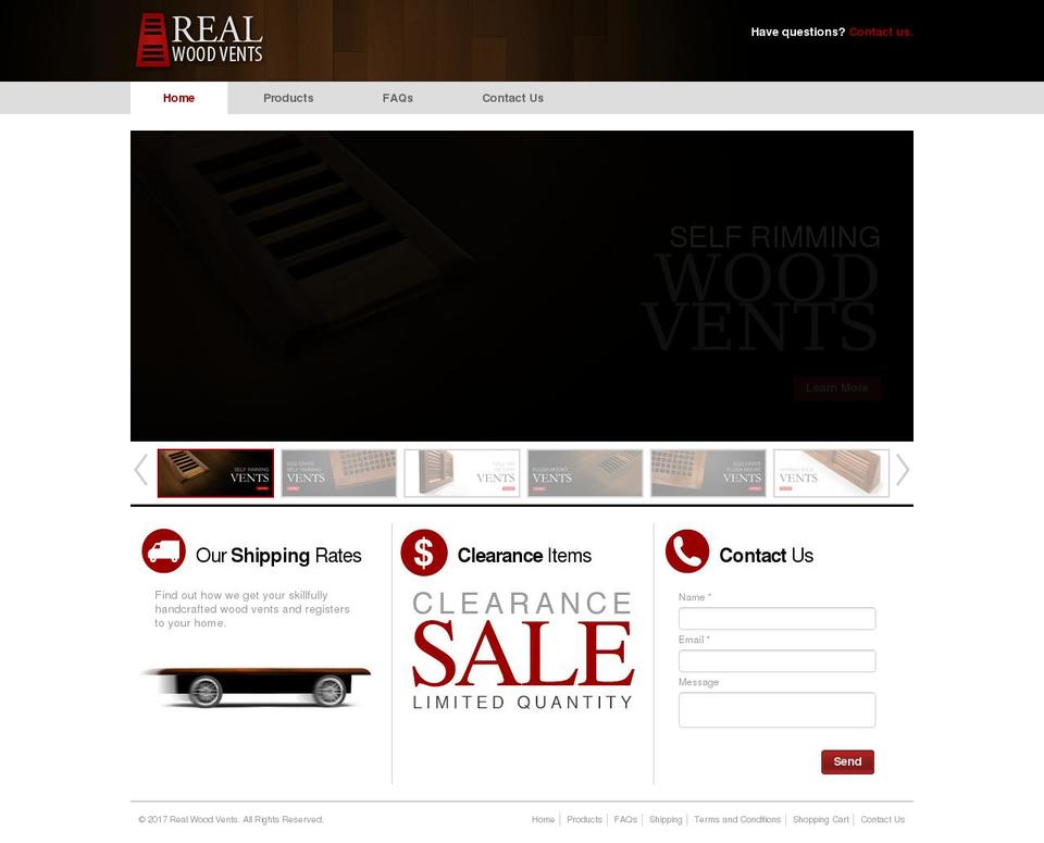 realwoodvents.com shopify website screenshot