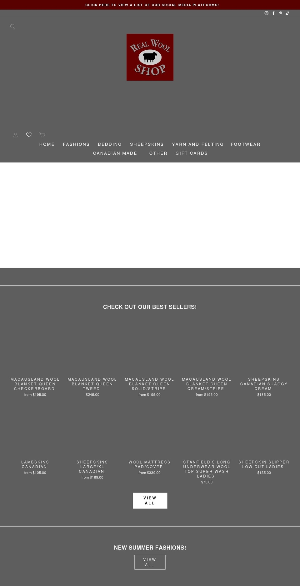 realwoolshop.ca shopify website screenshot