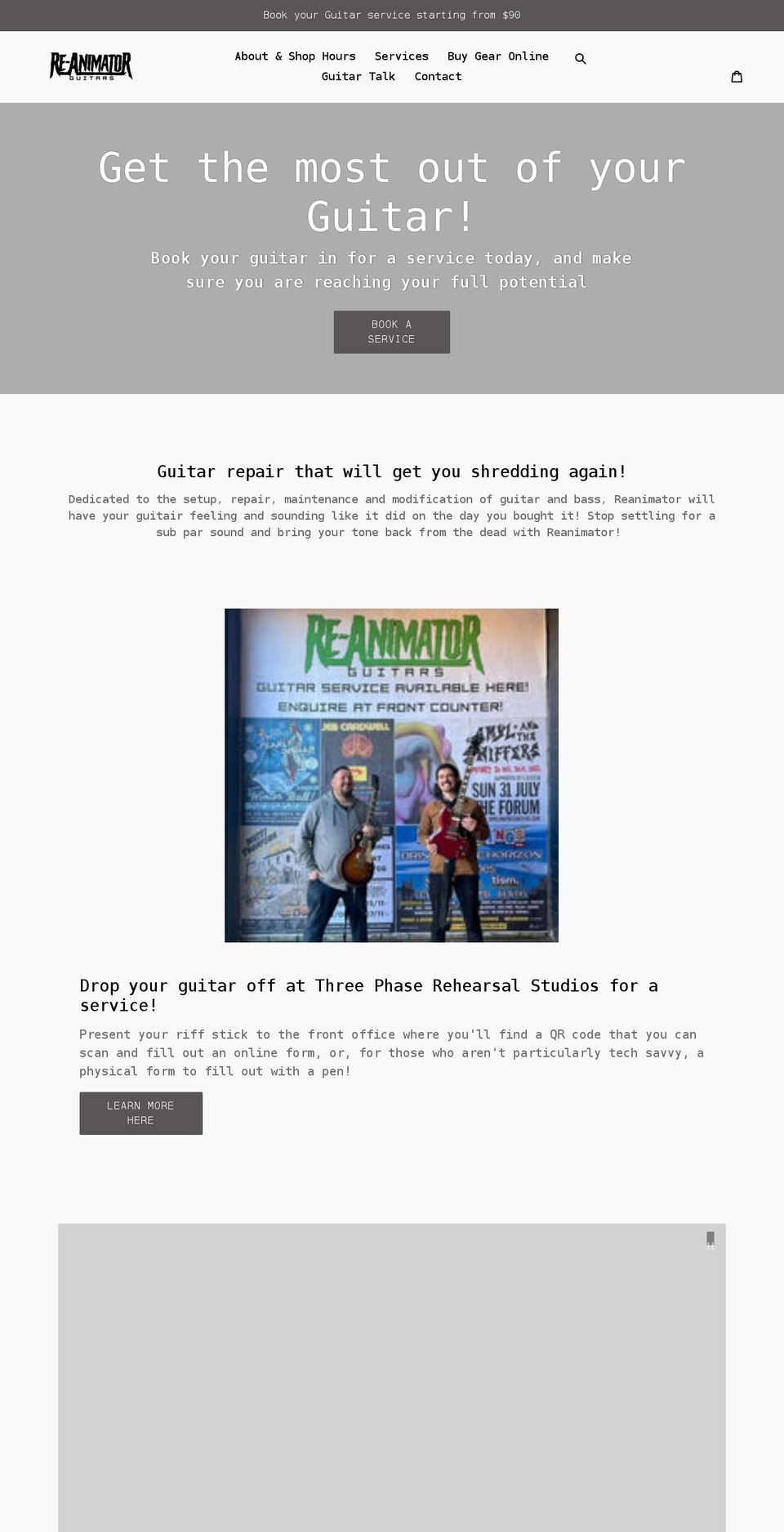 reanimatorguitars.com shopify website screenshot