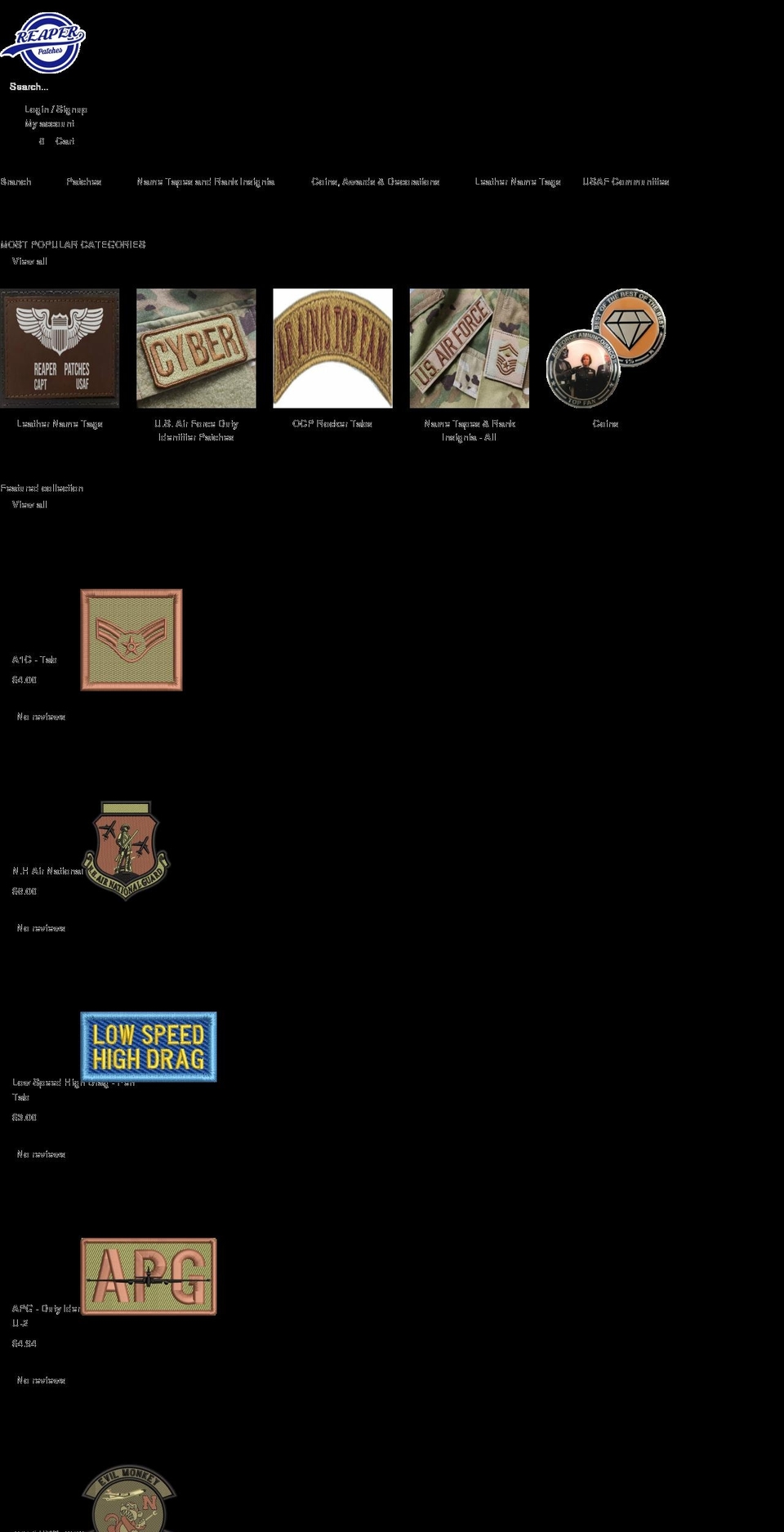 reaperpatches.com — Shopify storefront screenshot