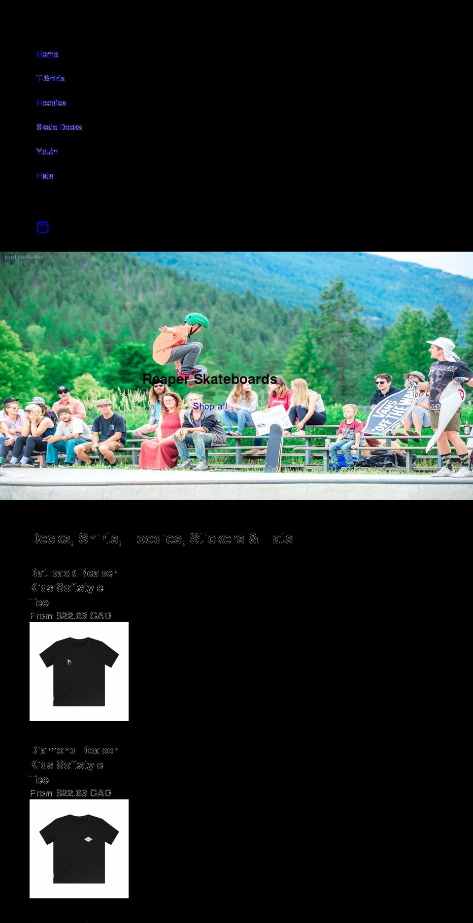 reaperskateboards.ca shopify website screenshot