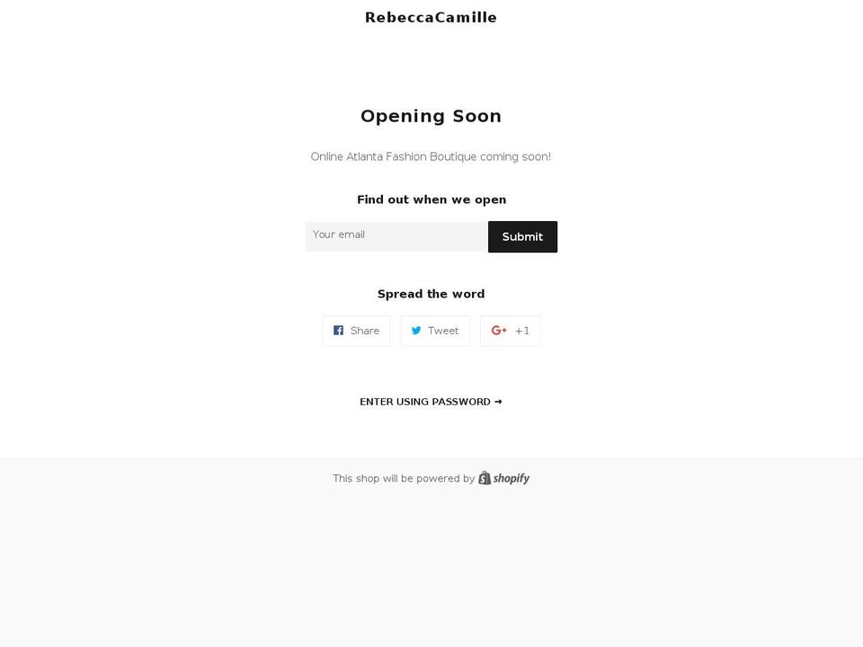 rebeccacamille.com shopify website screenshot