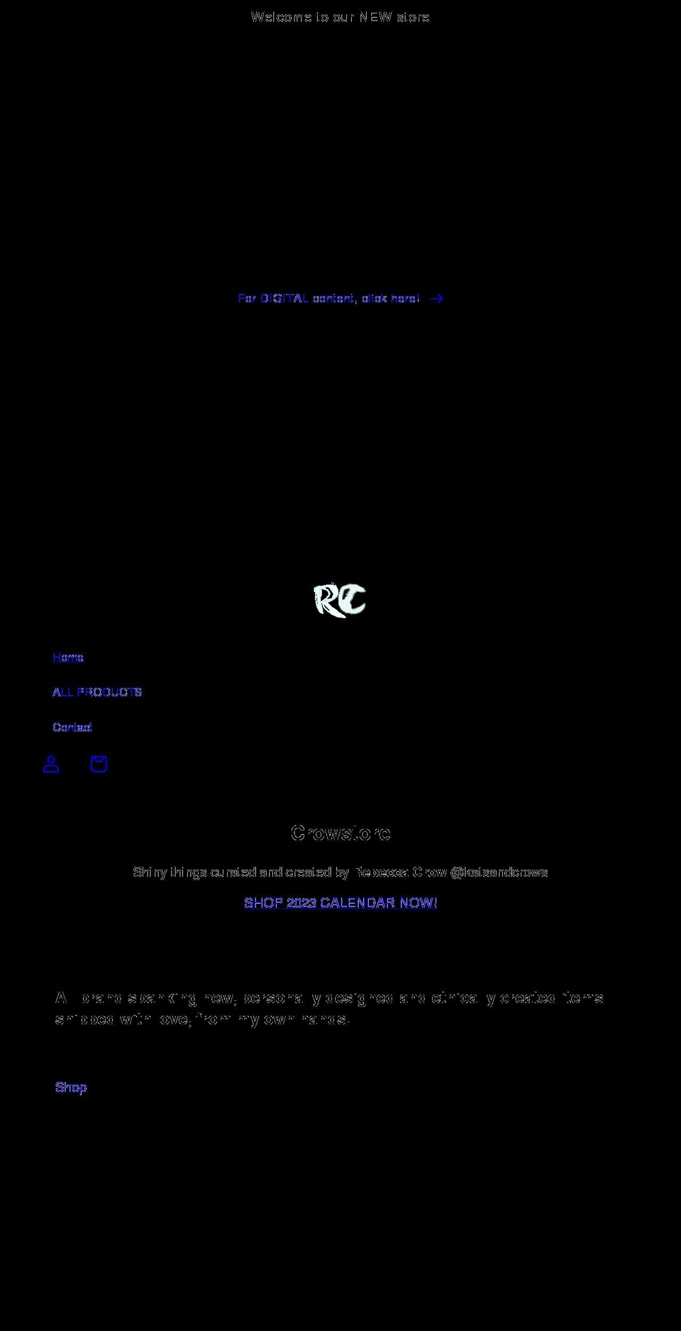 rebeccacrow.co.uk shopify website screenshot