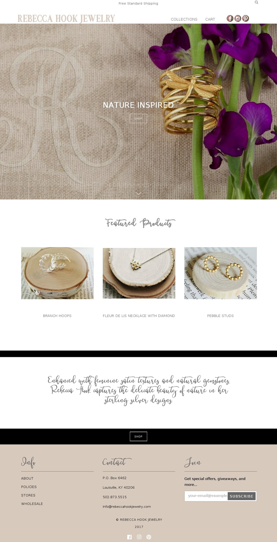 rebeccahookjewelry.com shopify website screenshot
