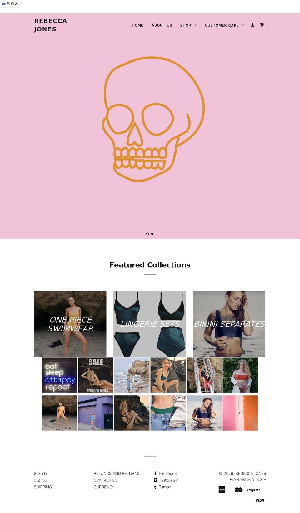 rebeccajonesthelabel.com — Shopify storefront screenshot