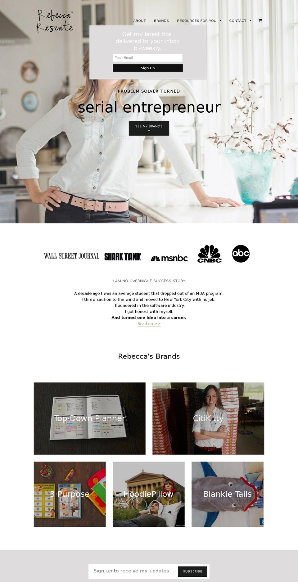 rebeccarescate.com shopify website screenshot