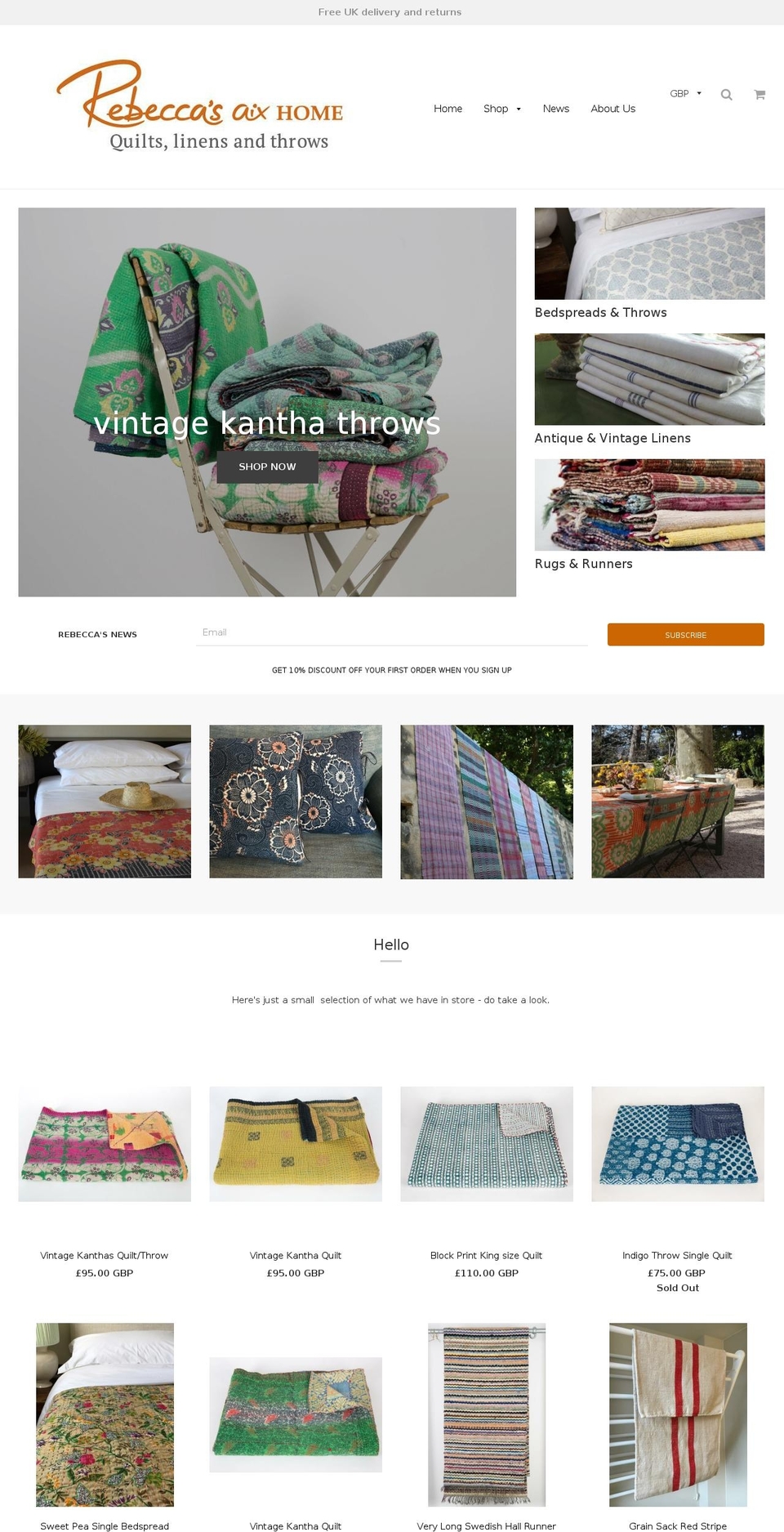 rebeccasaixhome.com shopify website screenshot