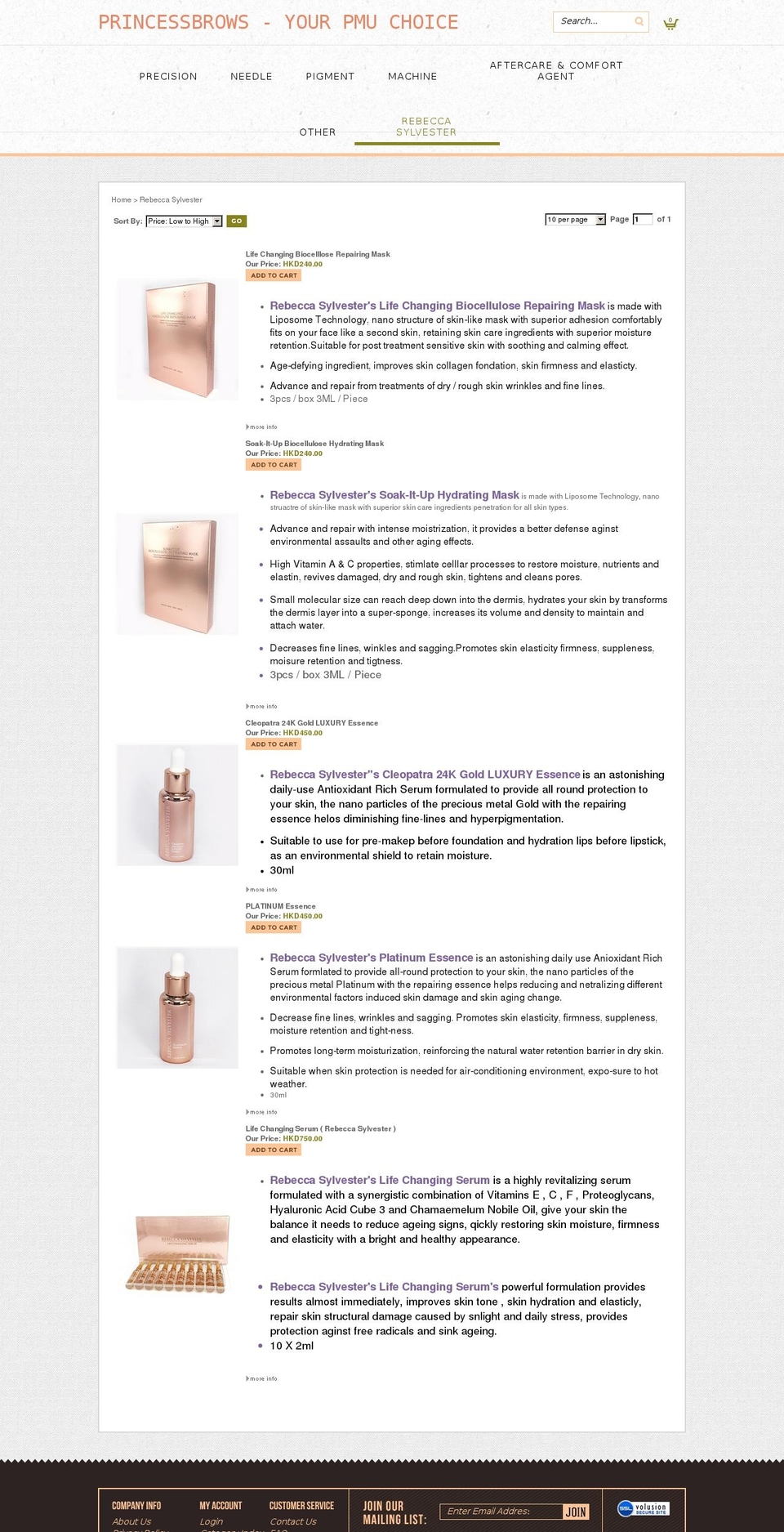 rebeccasylvester.com — Shopify storefront screenshot