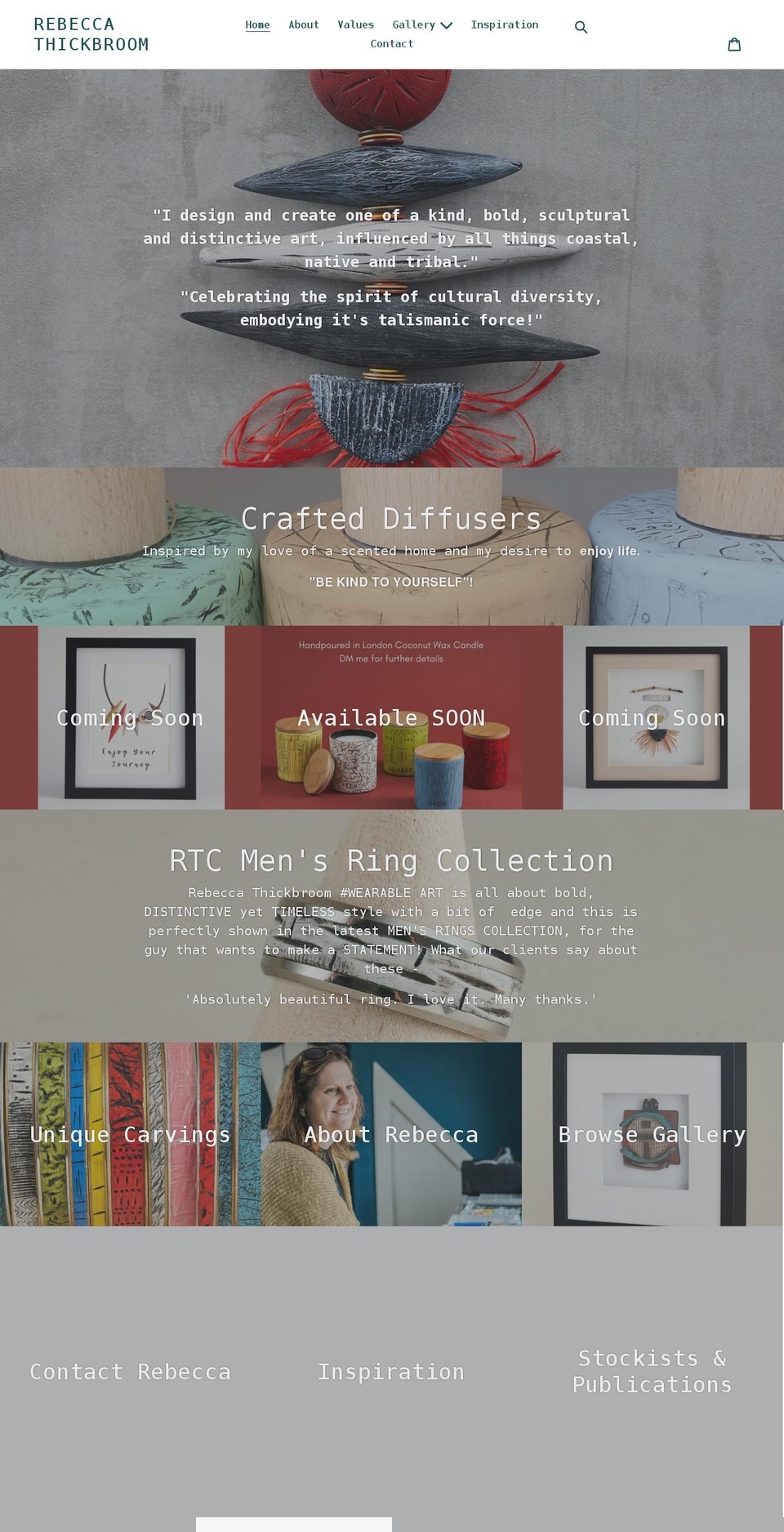 rebeccathickbroom.com shopify website screenshot