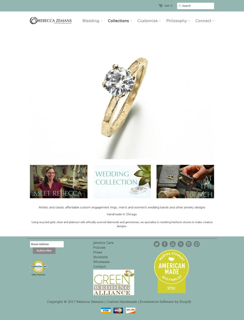 rebeccazemans.com shopify website screenshot
