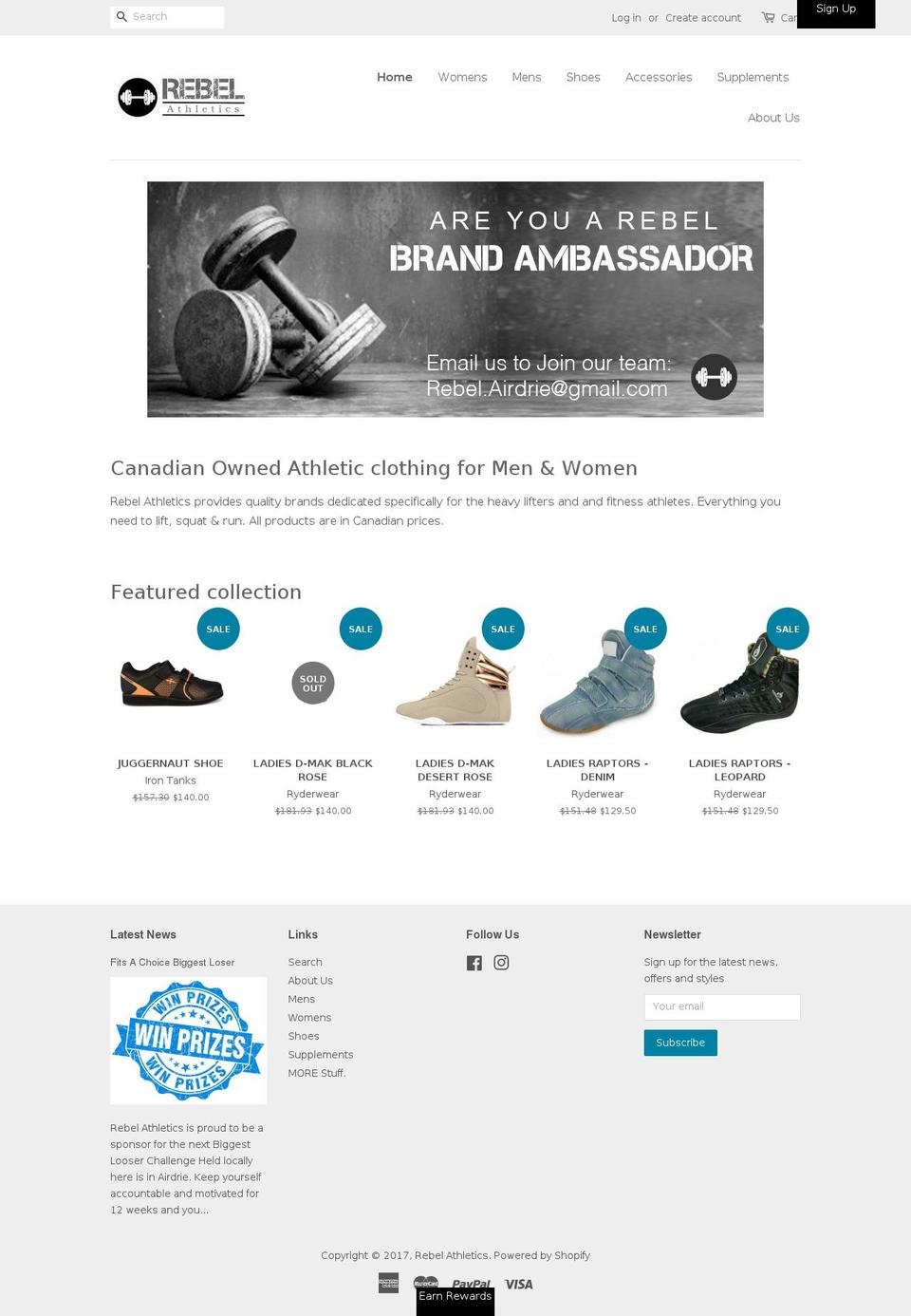 rebel-athletics.com shopify website screenshot