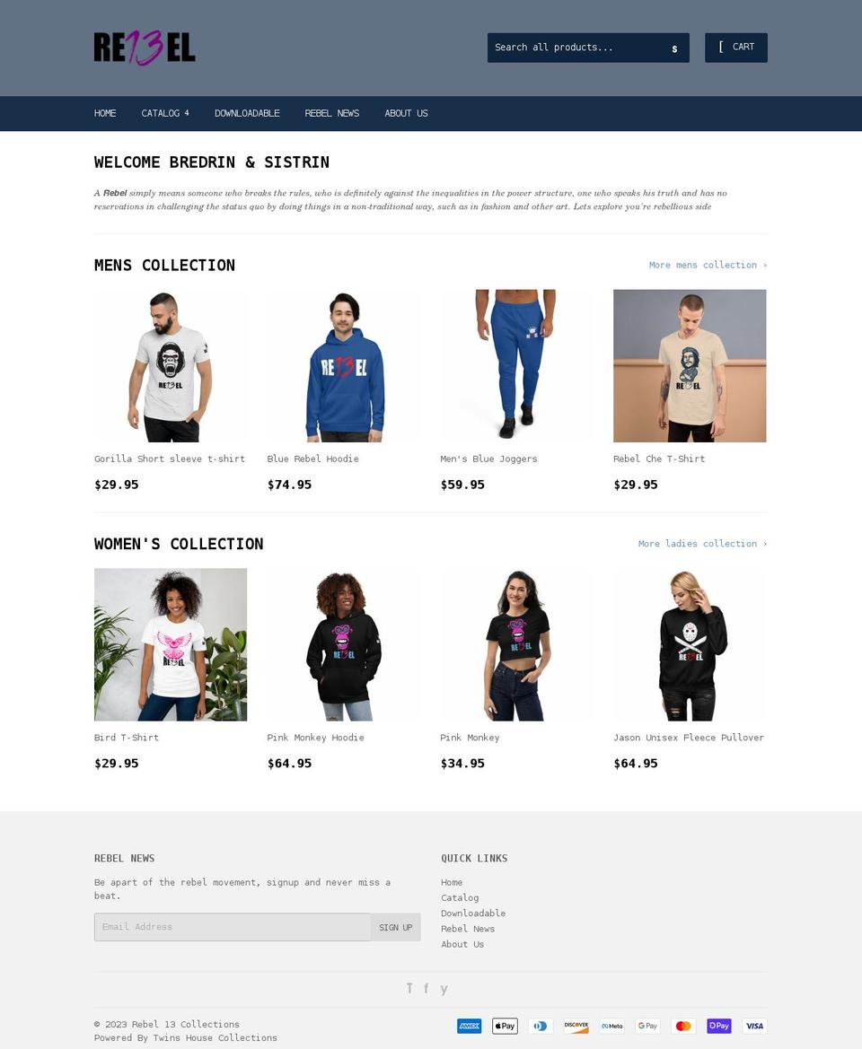 rebel13.net shopify website screenshot