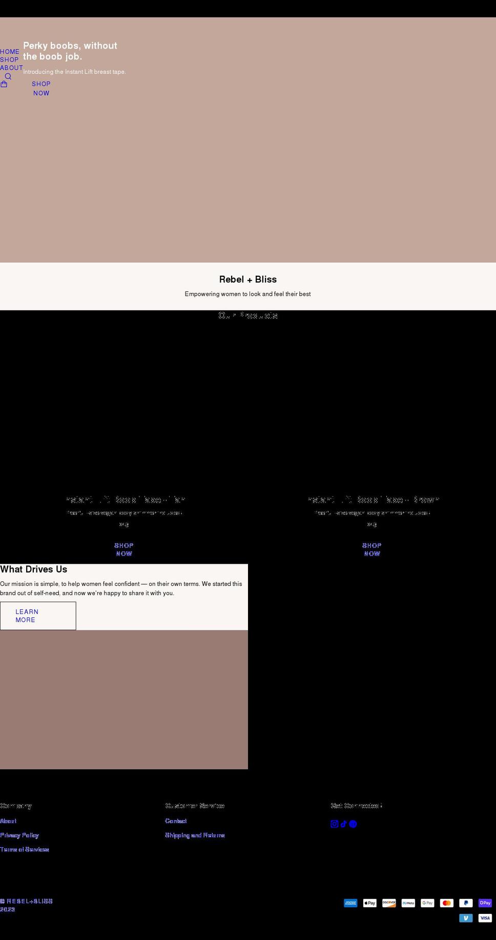 rebelandbliss.com shopify website screenshot