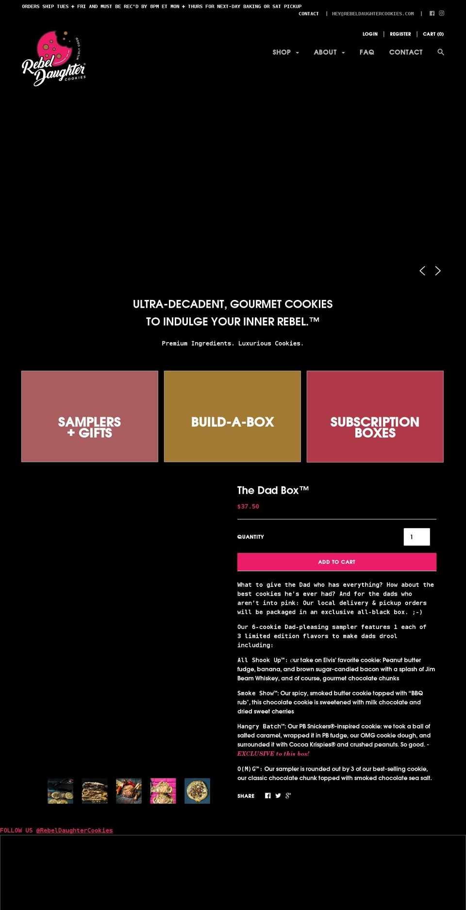 rebeldaughtercookies.com shopify website screenshot