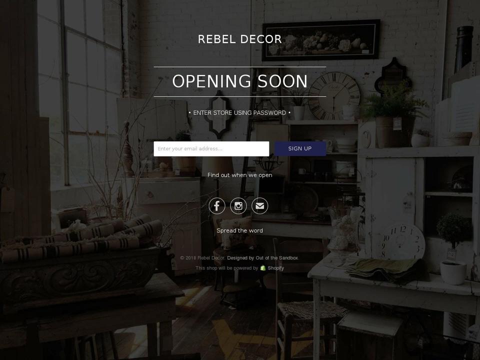 rebeldecor.com shopify website screenshot