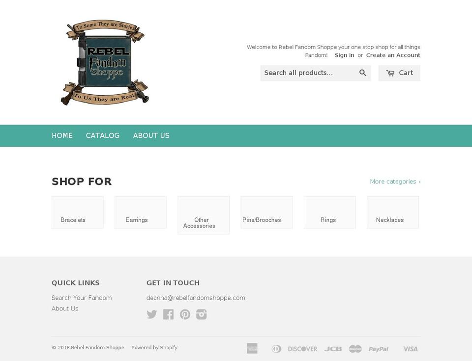 rebelfandomshoppe.com — Shopify storefront screenshot