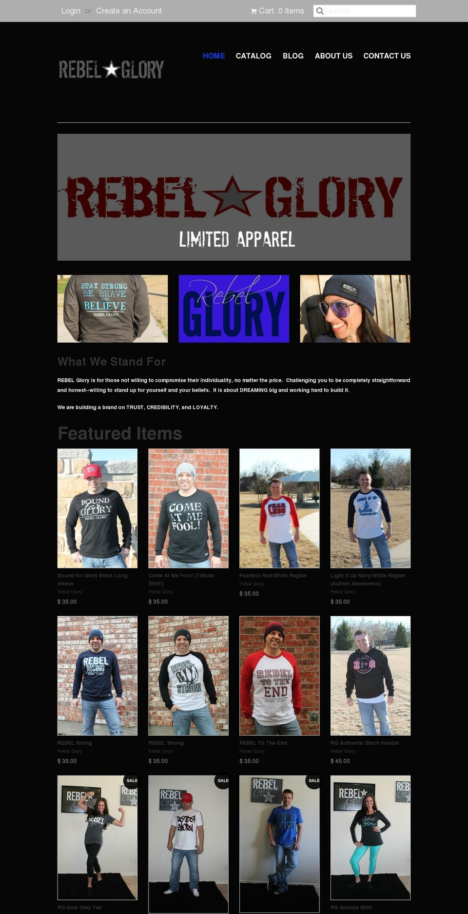 rebelglory.com shopify website screenshot