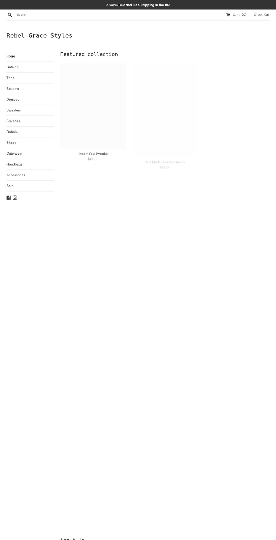 rebelgracestyles.com shopify website screenshot