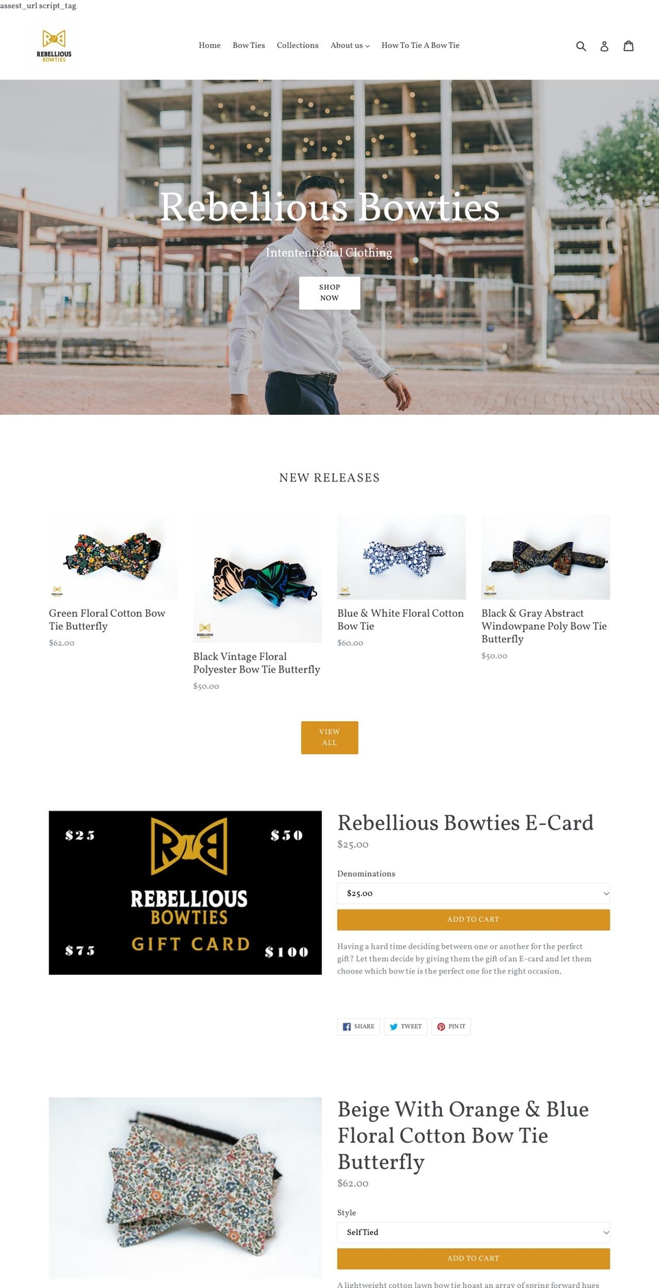 rebelliousbowties.com shopify website screenshot