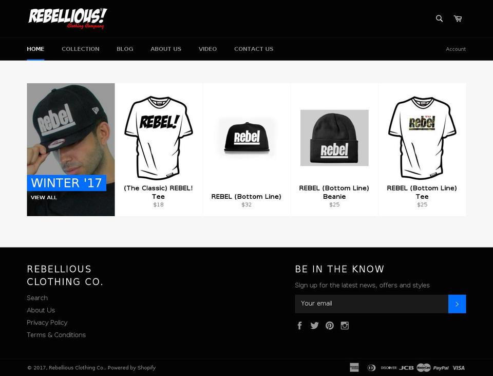 rebelliousclothing.com shopify website screenshot
