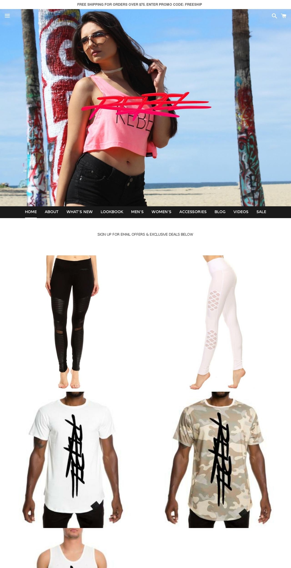 rebelliousclothingco.com — Shopify storefront screenshot
