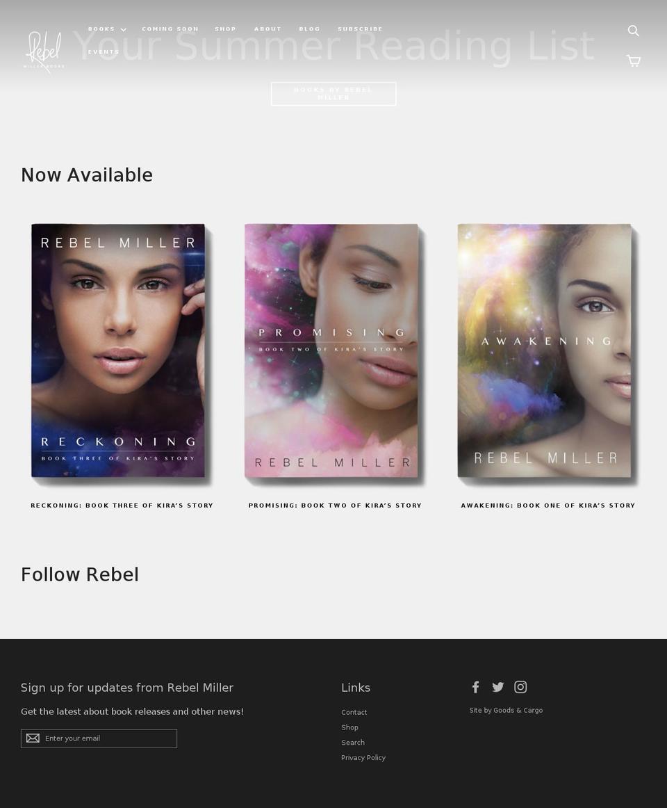 rebelmillerbooks.com shopify website screenshot