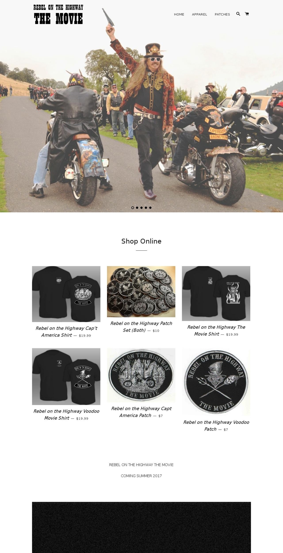 rebelonthehighway.com shopify website screenshot