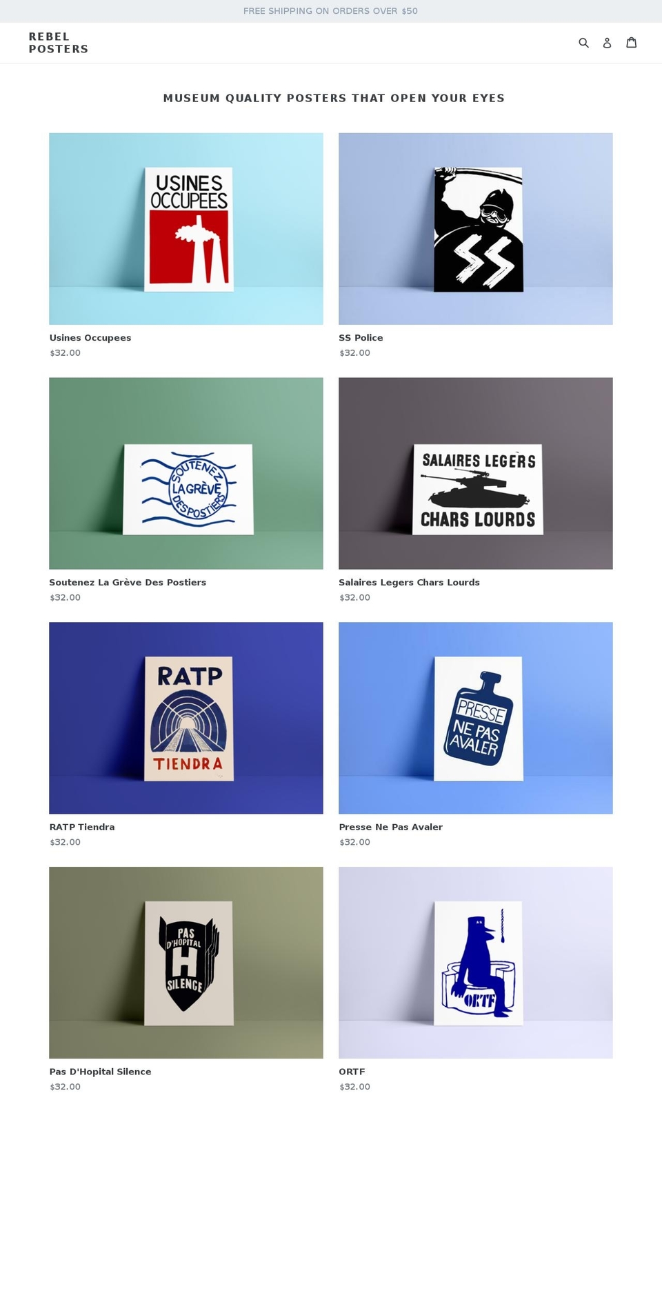 rebelposters.com shopify website screenshot