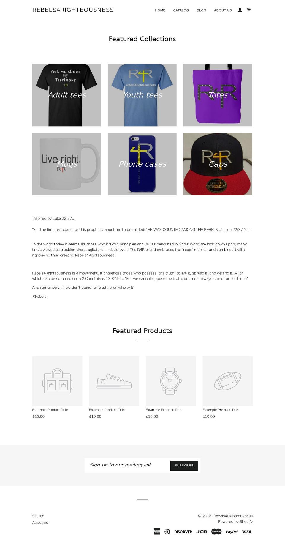 rebels4righteousness.com — Shopify storefront screenshot