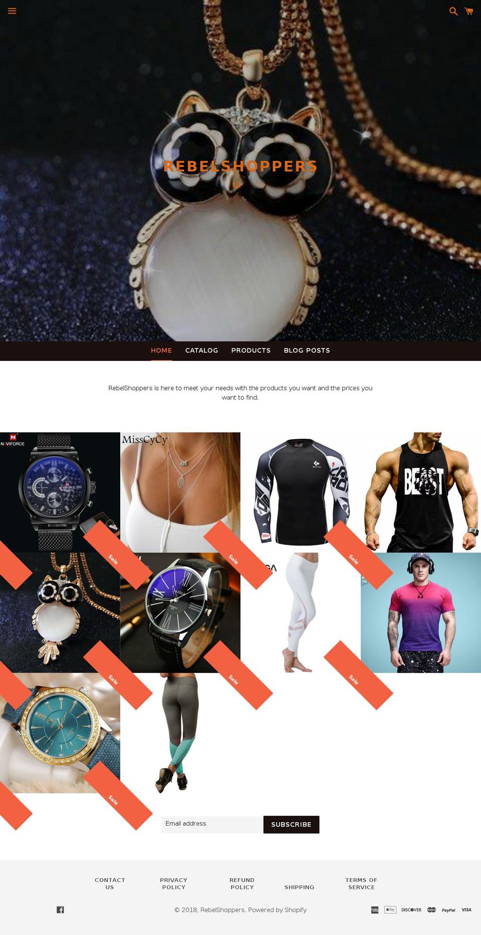 rebelshoppers.com — Shopify storefront screenshot