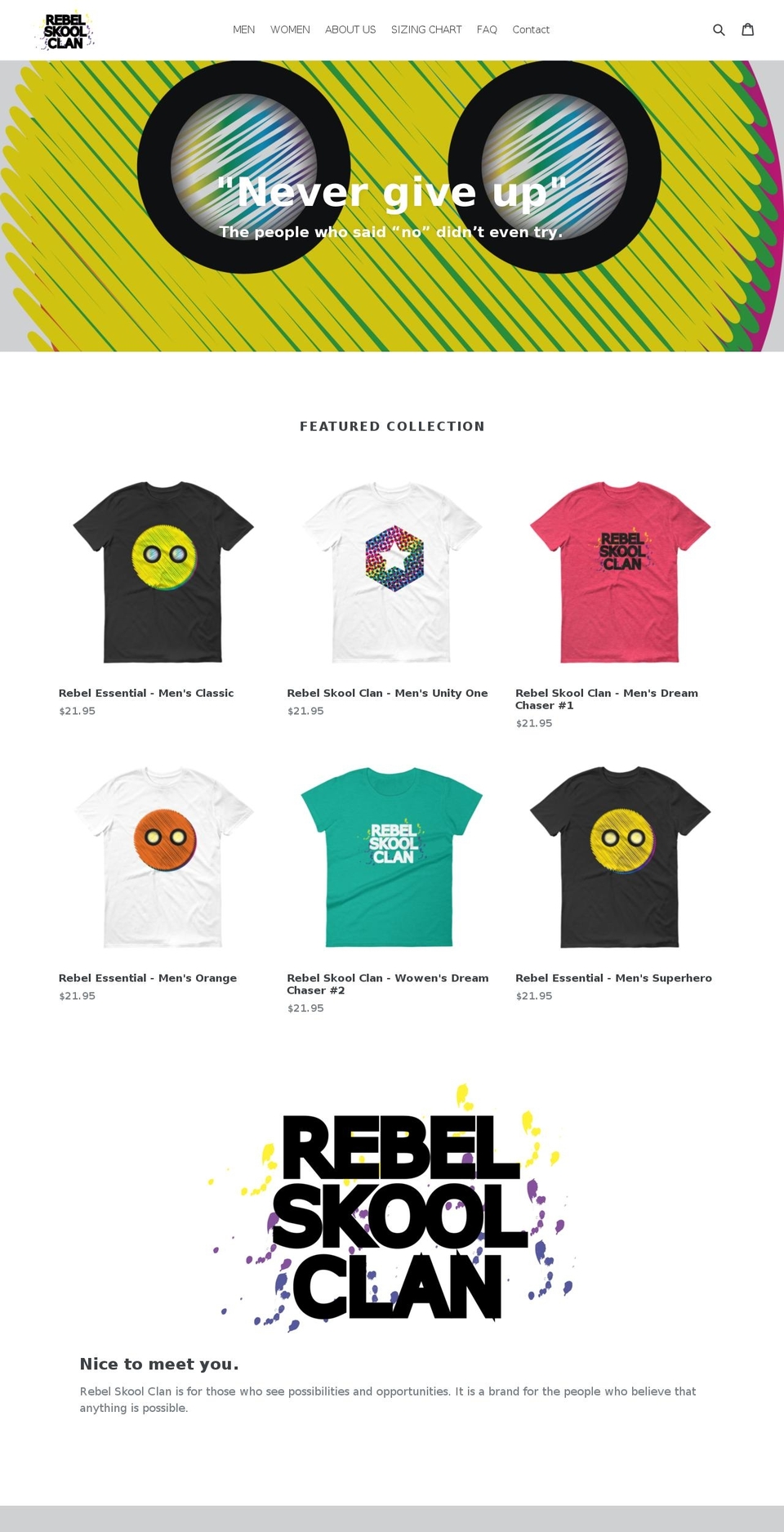 rebelskoolclan.com — Shopify storefront screenshot