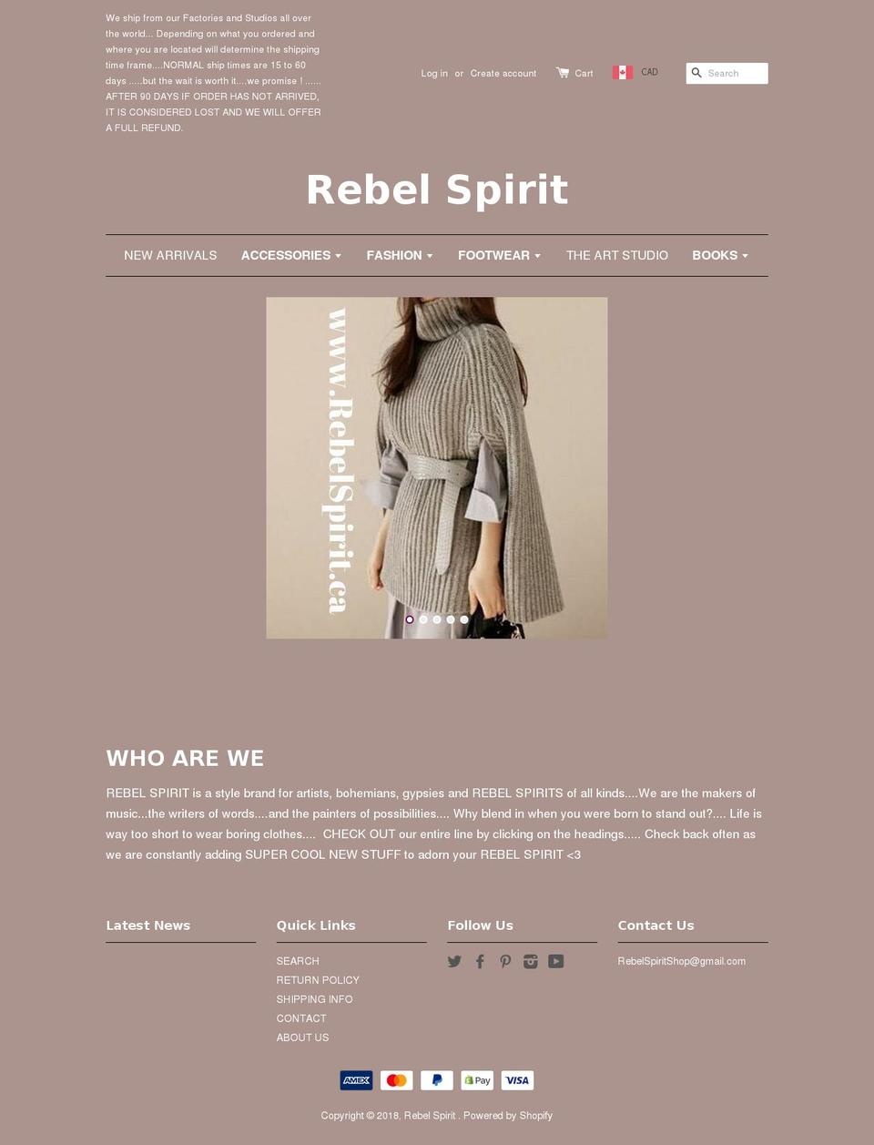 rebelspirit.ca shopify website screenshot