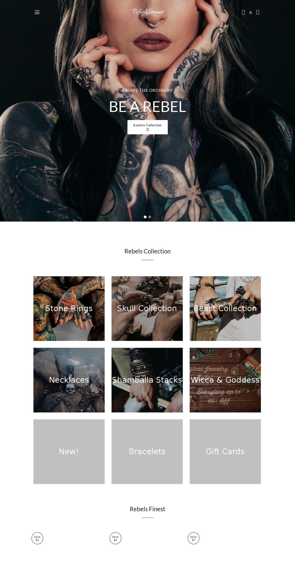 rebelstones.com — Shopify storefront screenshot