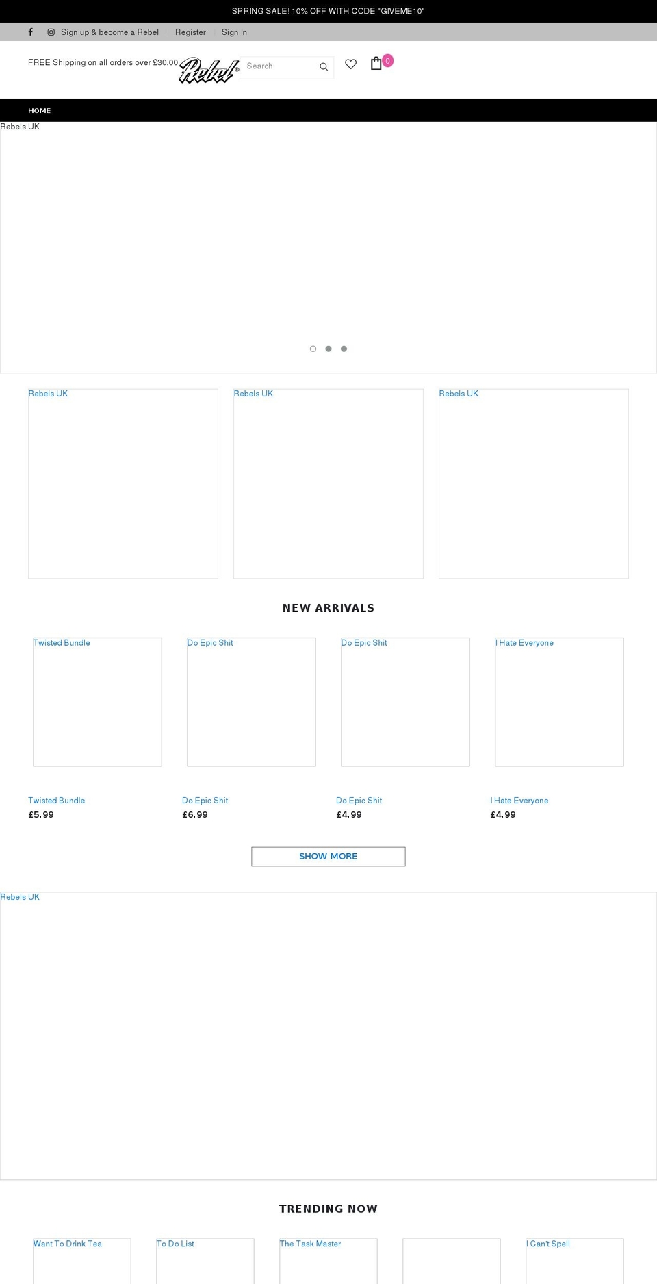 rebelstore.co.uk shopify website screenshot