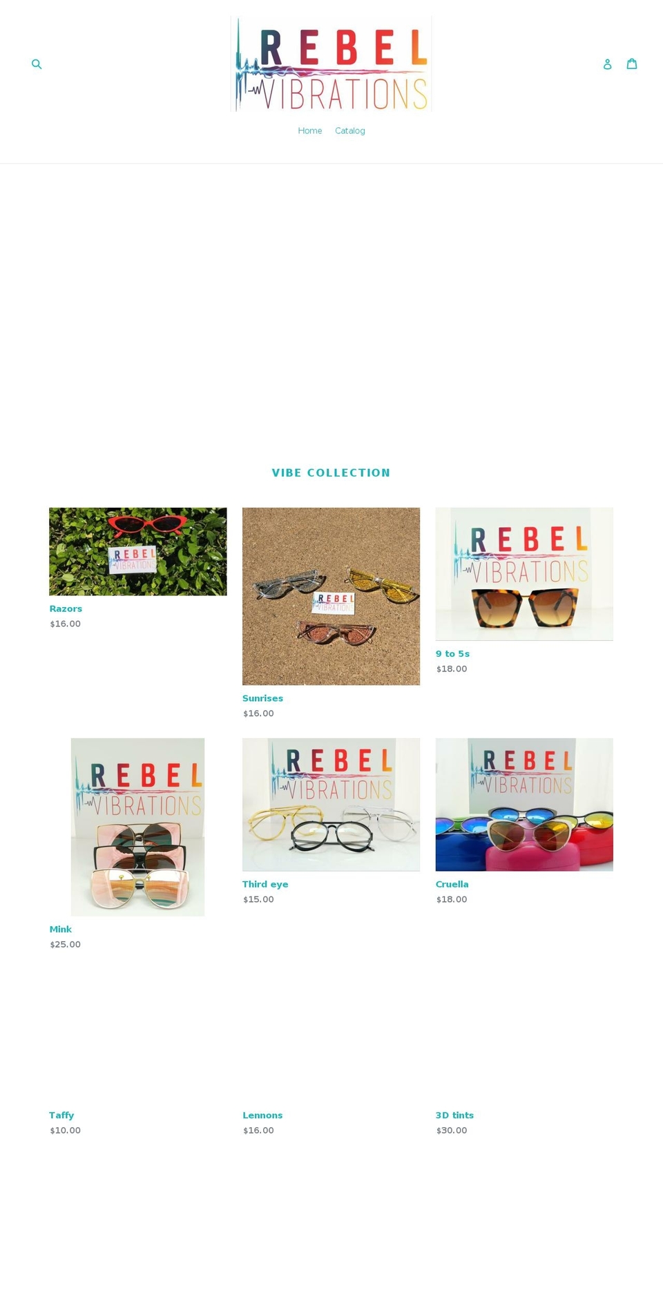 rebelvibrations.com — Shopify storefront screenshot