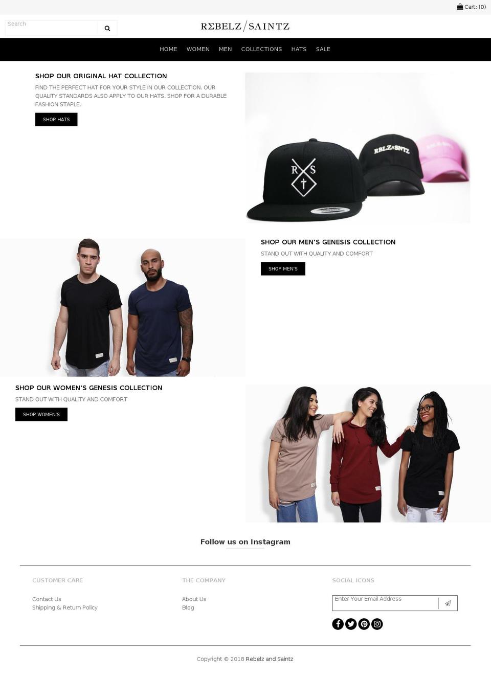 rebelzandsaintz.com shopify website screenshot