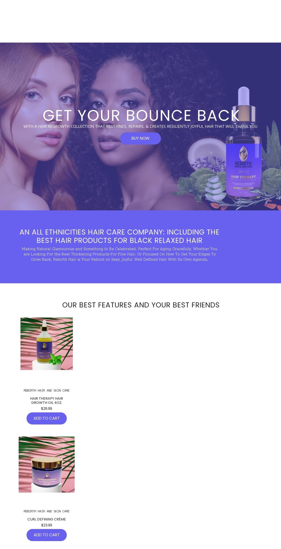 Grid- Shopify theme site example rebirthhair.com