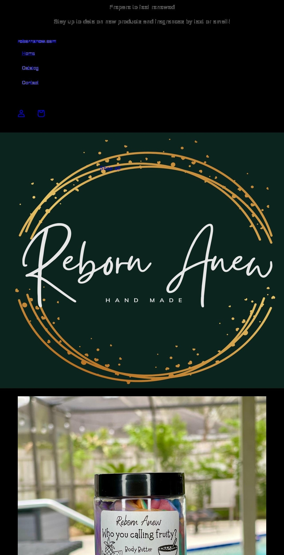 rebornanew.com shopify website screenshot