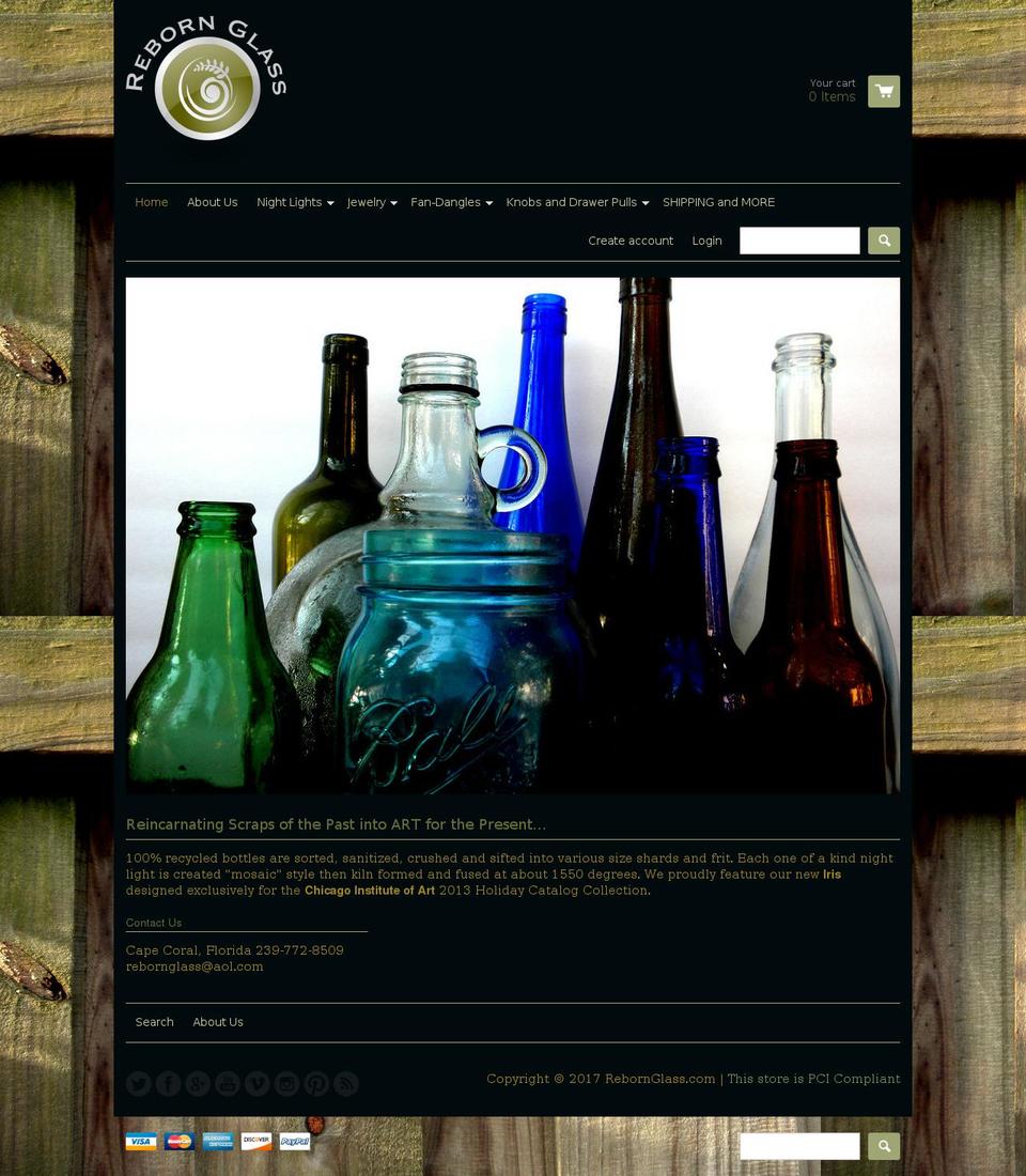 rebornglass.com shopify website screenshot